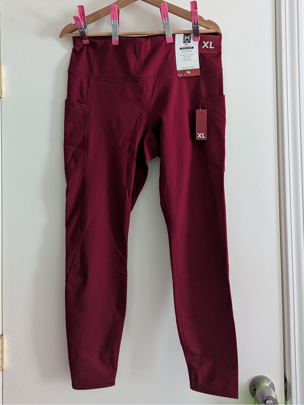 Burgundy Extra-warm (fleece lined) leggings with Side Pockets - NWT